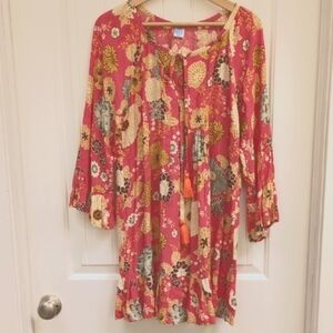 West Moon Floral Coral Boho Dress